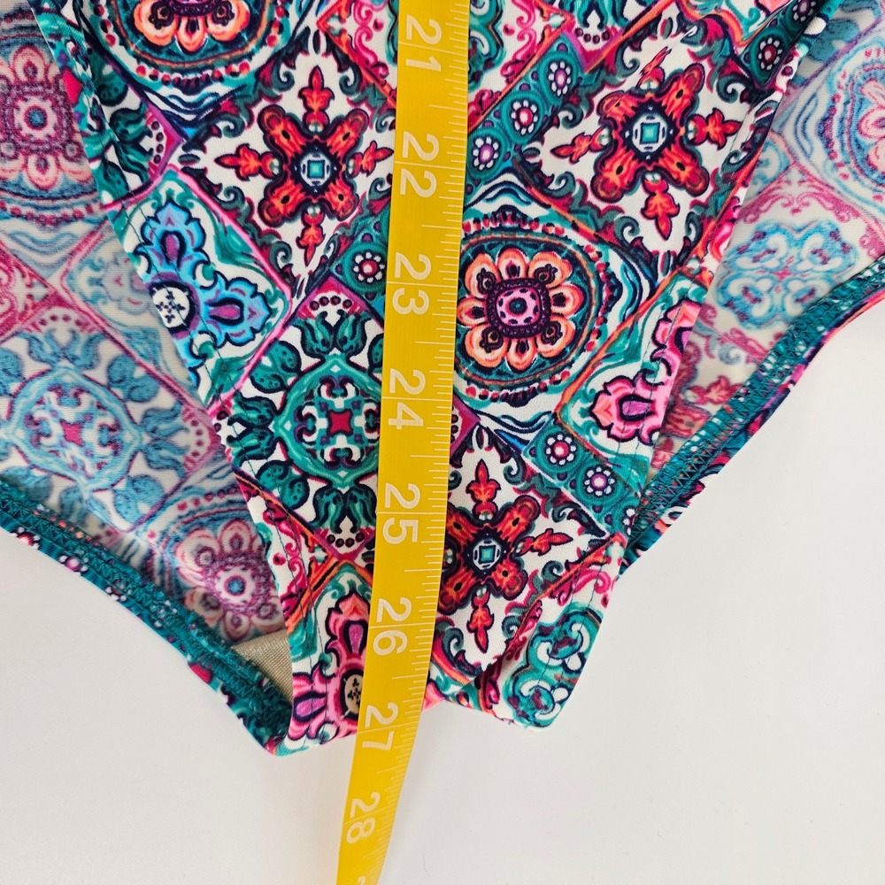 Miraclesuit One Piece Swimsuit 6 Pink Blue Ruched Medallion Slimming Resort Boho - Picture 9 of 10